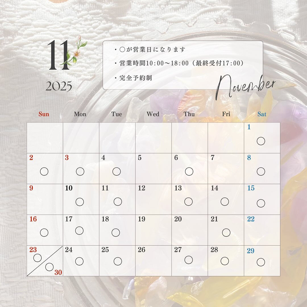 🍁11月の営業日カレンダー公開🍁
